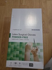 50-Pairs McKesson Confiderm LT Latex Surgical Glove Powder Free Size9 02/2025