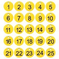 1-25 Number Tags, 25Pcs Round ID Number Key Tags Plastic Numbered Keychain fo…