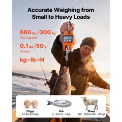Uimoso Digital Crane Scale 660 lbs/300 kg Portable Hanging Scale Orange