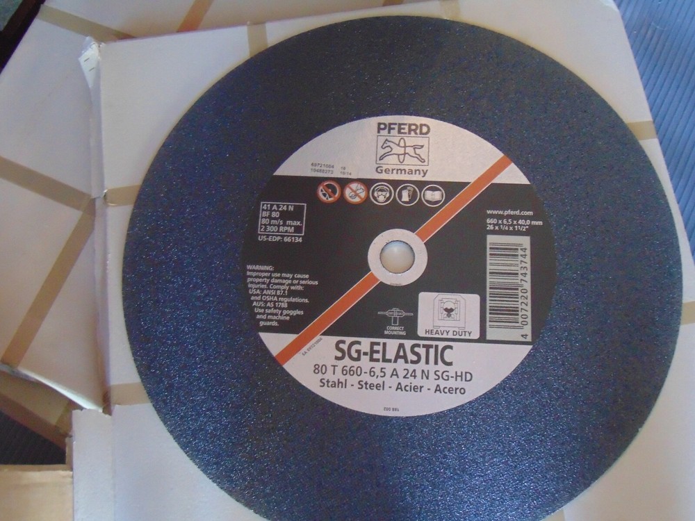 Pferd SG-Elastic 66134 Cut Off Wheel Steel 26″x1/4×1-1/12 2300RPM Heavy Duty
