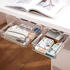 2 Packs Self-Adhesive Under Desk Storage Organizer Large Under Desk Drawer