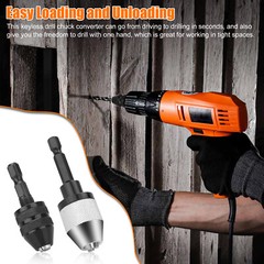 2x Keyless Chuck Conversion 1/4″ Hex Shank Adapter Drill Bit Quick Change Driver