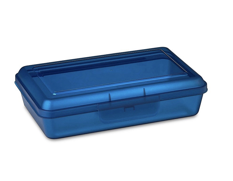 PEN+GEAR Plastic Pencil Case Box Snap On Lid Lightweight Translucent • Blue