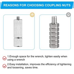 PATIKIL 1/4″-20 UNC 304 Stainless Steel Hex Coupling Nuts, 4Pcs 2.4″ Length F…