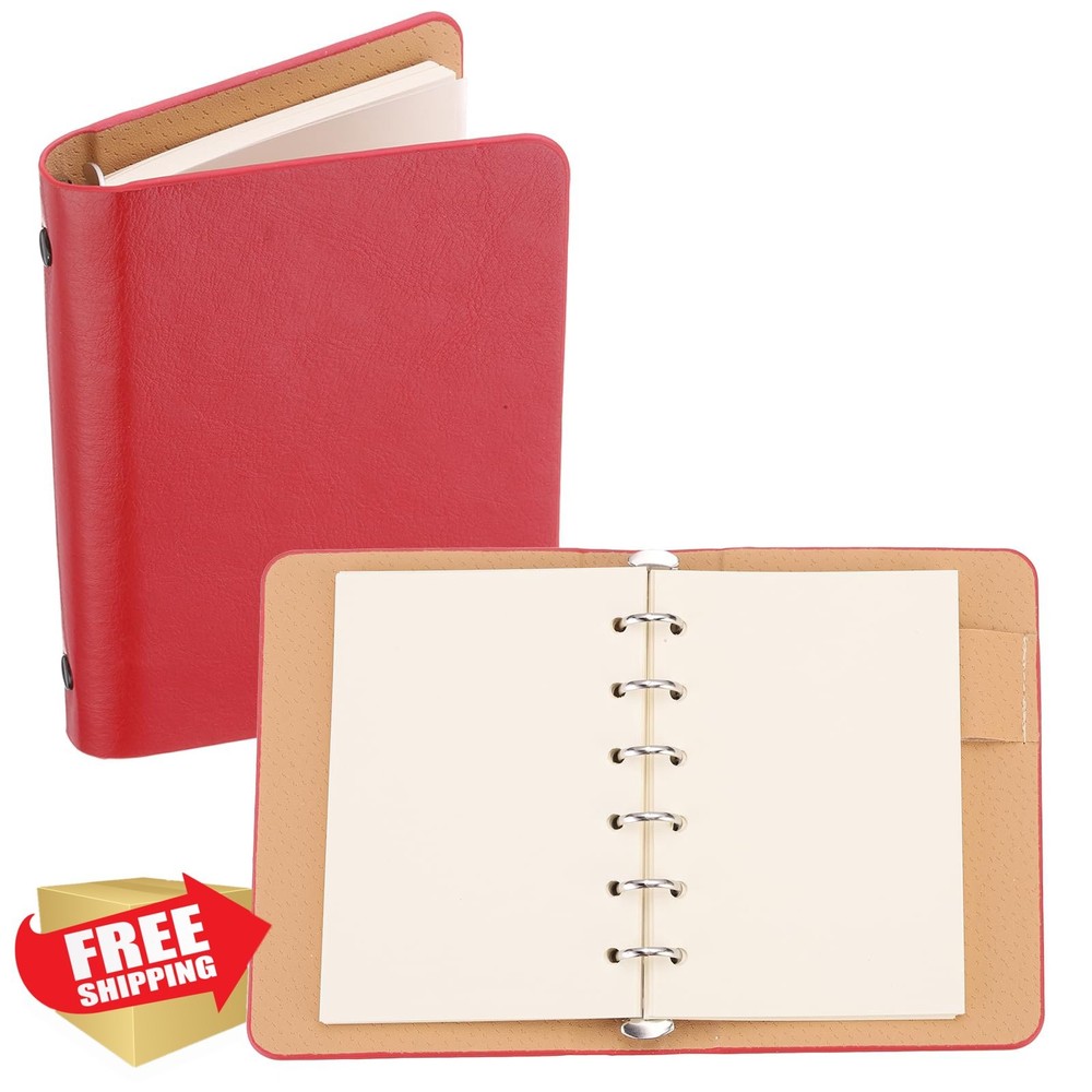 PATIKIL A7 Red 6 Ring Binder Cover