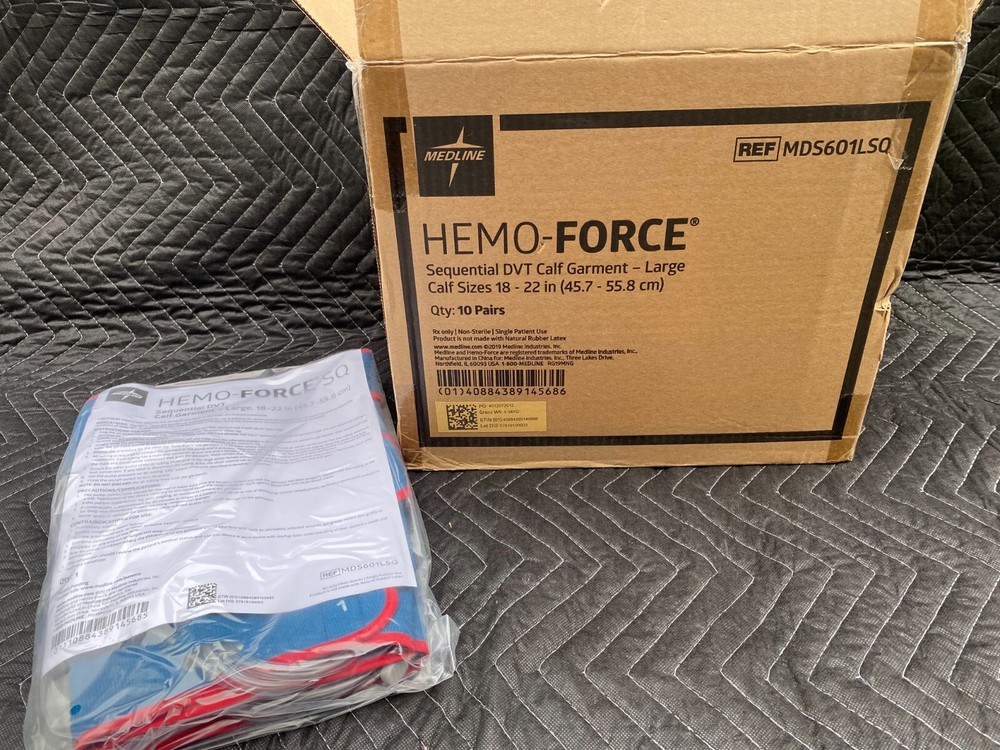 QTY 10 Medline Hemo-Force SQ Sequential DVT LARGE Calf Sleeve Garment MDS601LSQ