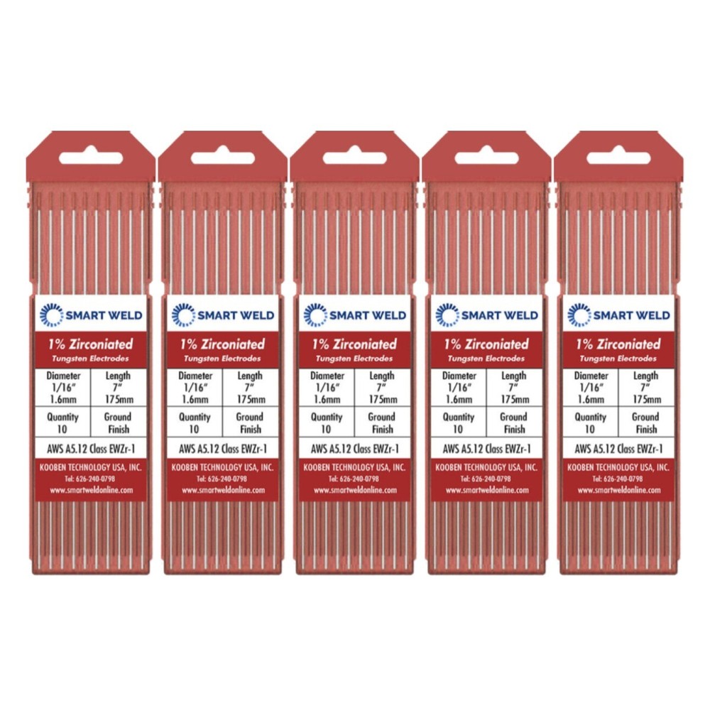 Brown TIG Welding Tungsten Electrode 1/16″ (50 pack, WZ3, Zirconiated)