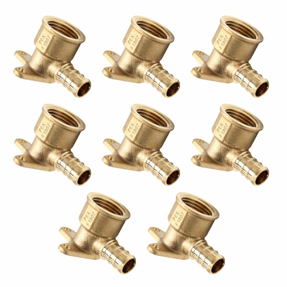 EFIELD 8PCS 1/2″ PEX x 1/2″ Female Drop Ear Elbow Crimp Brass Fittings, No Lead