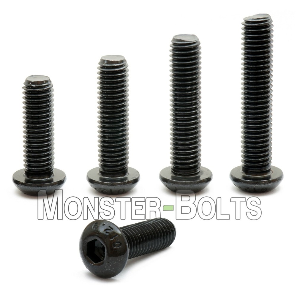 M4 Button Head Socket Cap Screws, 12.9 Steel w/ Black Ox ISO 7380, 0.70 Coarse