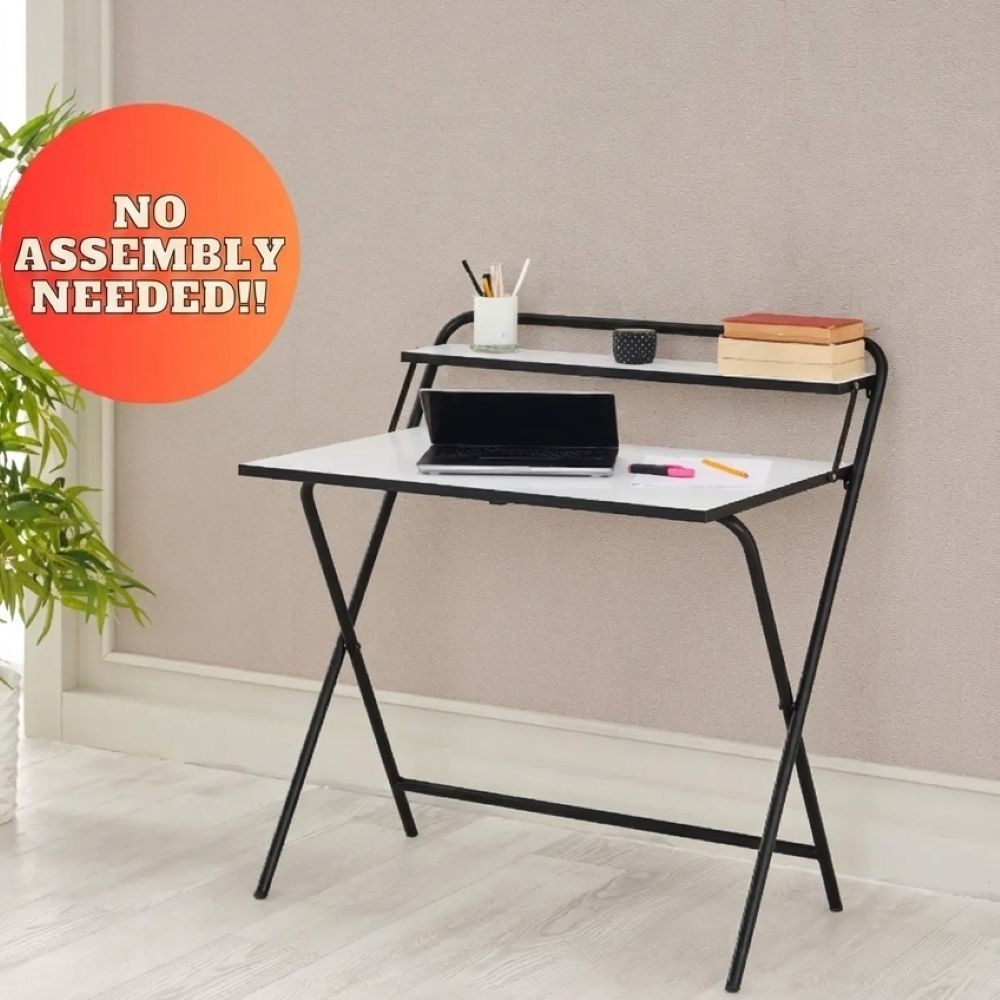 ABAHome NEXO Foldable Table , No Assembly Required, 2-Tier Computer Study Desk