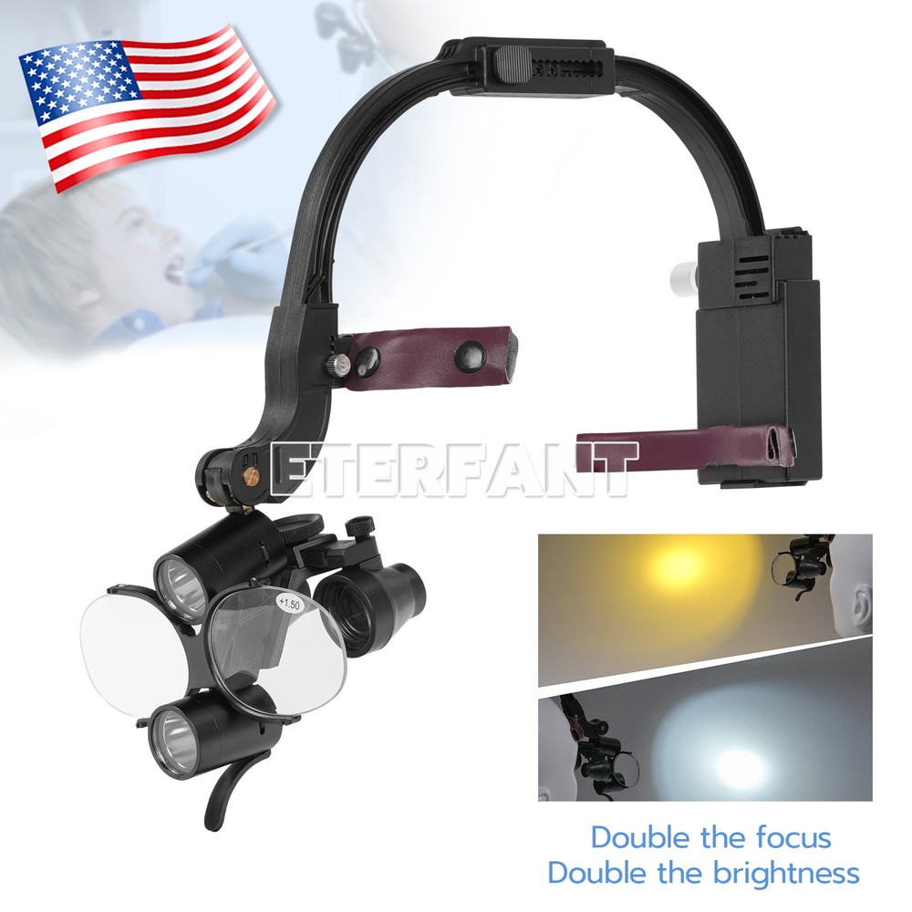 Dental 3.5X Binocular Loupe Headband Magnifier/5/10W LED Headband Headlight Lamp