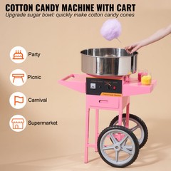 VEVOR Commercial Cotton Candy Machine with Cart Sugar Floss Maker 1000W Party