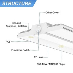 400W LED Linear High Bay Light With Microwave Sensor Warehouse Gym Light 60000LM