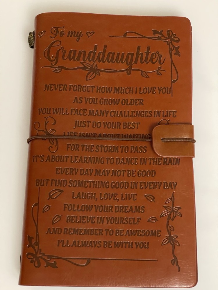 To My Granddaughter Leather Journal Blank Book Gift From Grandma