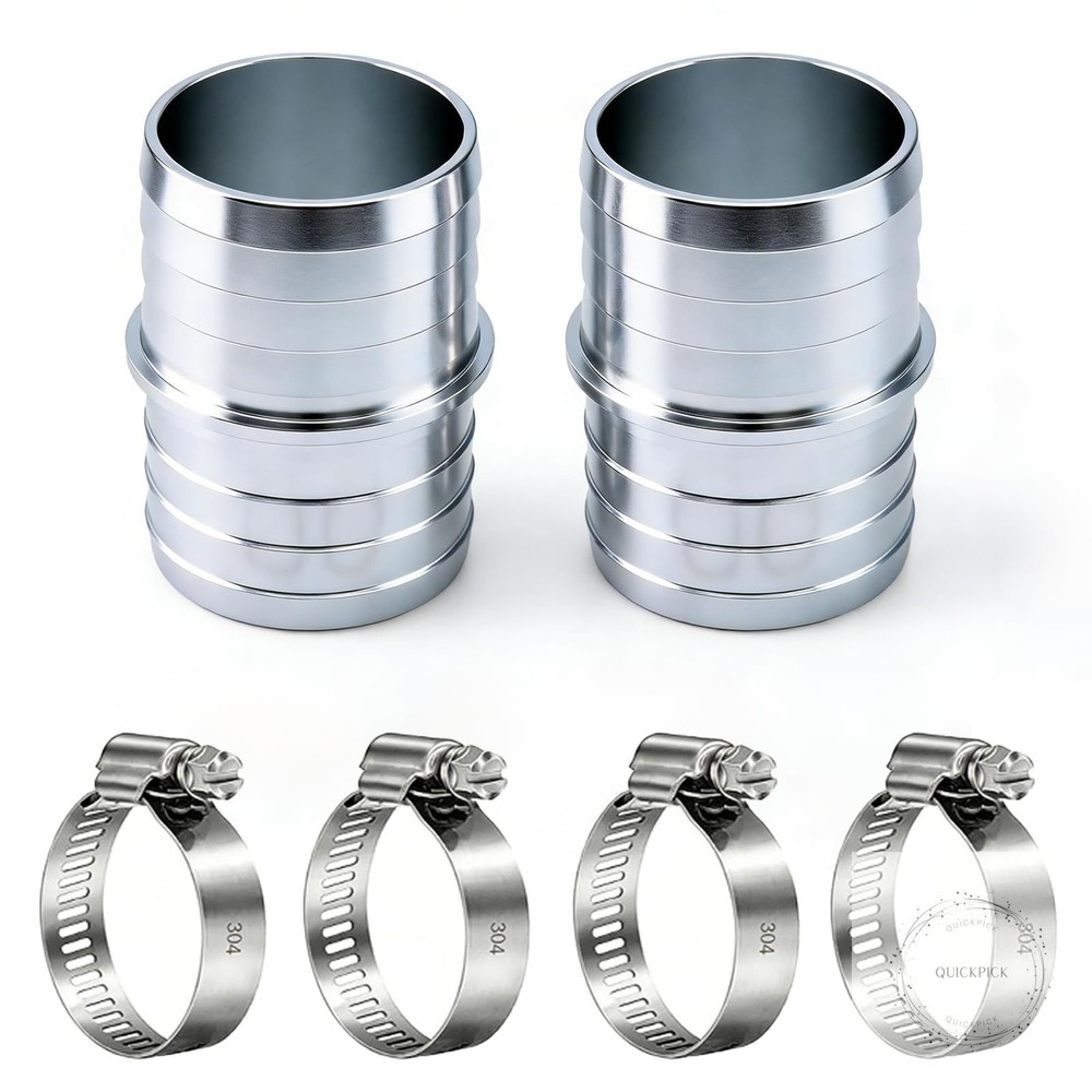 1-1/2 Inch Hose Barb Splice Coupler Repair Fitting, 2 Pack Aluminum Hose Barb