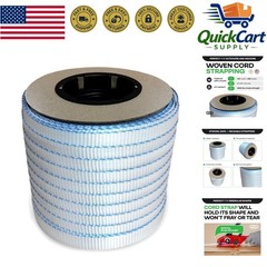 Heavy Duty 3/4″ x 250′ Woven Cord Strapping Roll – 2400 lbs Strength, White