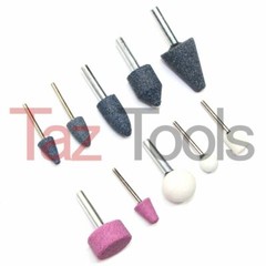 10pc Mounted Stone Point Assortment 1/4″-1/8″ Shank Grinding Wheel Polish Deburr