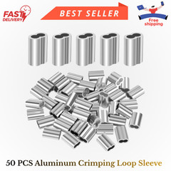1/4″(6mm) Aluminum Crimping Loop Sleeve Wire Rope Cable Ferrules (50 PCS)
