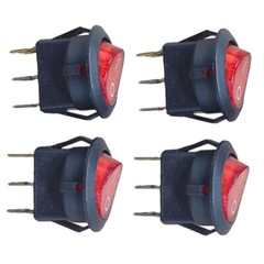 4/8/12PCS For SPST 3Pin ON/OFF Round Rocker Switch With Red Neon Lamp 10A 125VAC