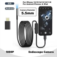 8LED Endoscope Borescope HD Inspection Camera Scope For iPhone 17/16/15 Android