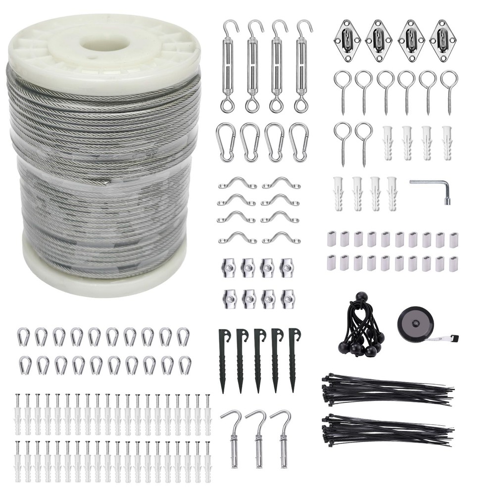 1/8″ Wire Cable Rope Kit ，Vinyl Coated 304 steel cable 200FT, 3mm