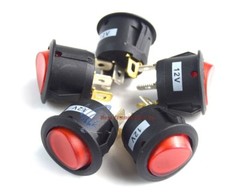 5 Pieces Red LED Round Rocker Switch 12 Volt 3 Prong Car SPST Toggle Switch New