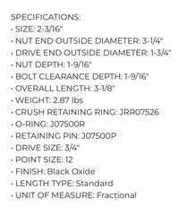 Proto J07535T 3/4″ Drive Impact Socket 2-3/16″, 12 Point, TorquePlus