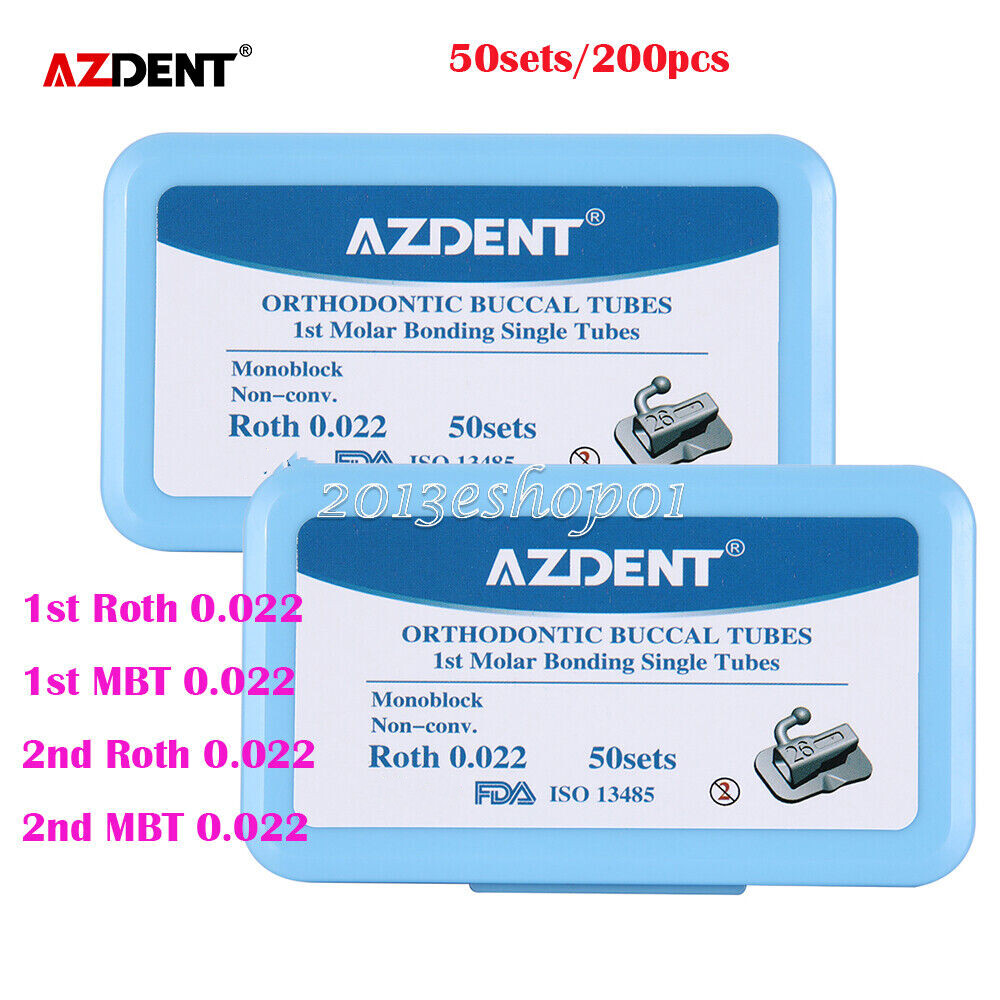 50Sets AZDENT Dental Orthodontic Buccal Tube 1st 2nd Molar Tube Roth MBT .022