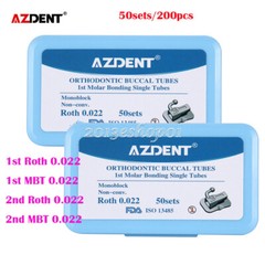 50Sets AZDENT Dental Orthodontic Buccal Tube 1st 2nd Molar Tube Roth MBT .022