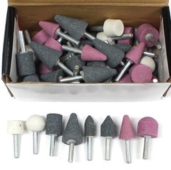 50 pc Mounted Stone Point Assortment 1/4″ Shank Polish Deburr Grinding Wheel Set