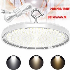 LED UFO High Bay BI Light 240W 200W 150W CCT 4500K to 5700K 100~277V Shop Light