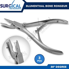3 Pcs Of Blumenthal Bone Rongeur 30 Degree 4.5″ Dental Instruments German Grade