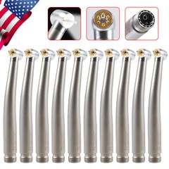 1-10 Dental 6 LED E-generator Fiber Optic High Speed Handpiece 2Hole 6 Sprays