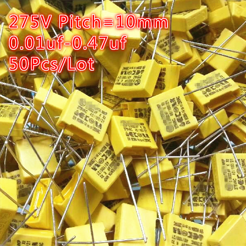 100Pcs 0.01uf-0.47uf 10NF-470NF 275VAC 275V 10MM X2 Polypropylene Film Capacitor