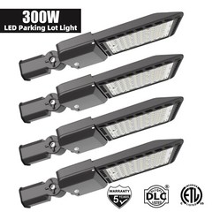 4-Pack 300w LED Parking Lot Lights with Photocell Outdoor Commercial Area Lights