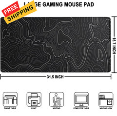 Large Gaming Mouse Pad, Waterproof Extra 31.5L x 15.7W inches, Black