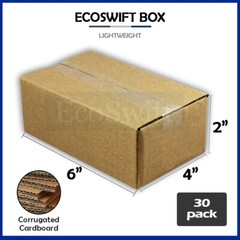 30 6x4x2 EcoSwift Cardboard Packing Moving Shipping Boxes Corrugated Box Cartons