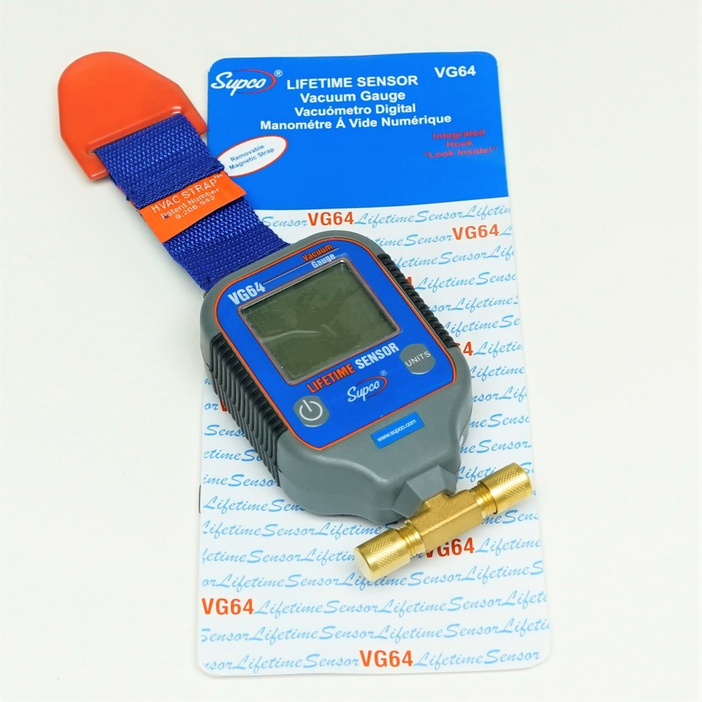 Supco VG64 Digital Vacuum Gauge HVAC with Magnetic Hanging Strap