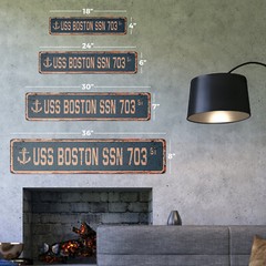 USS BOSTON SSN 703 Vintage Street Sign us navy ship veteran sailor rustic gift