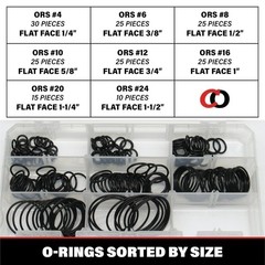 Captain O-Ring ORS/ORFS Flat Face Hydraulic Oring Seal Kit (180pc, Buna 90)