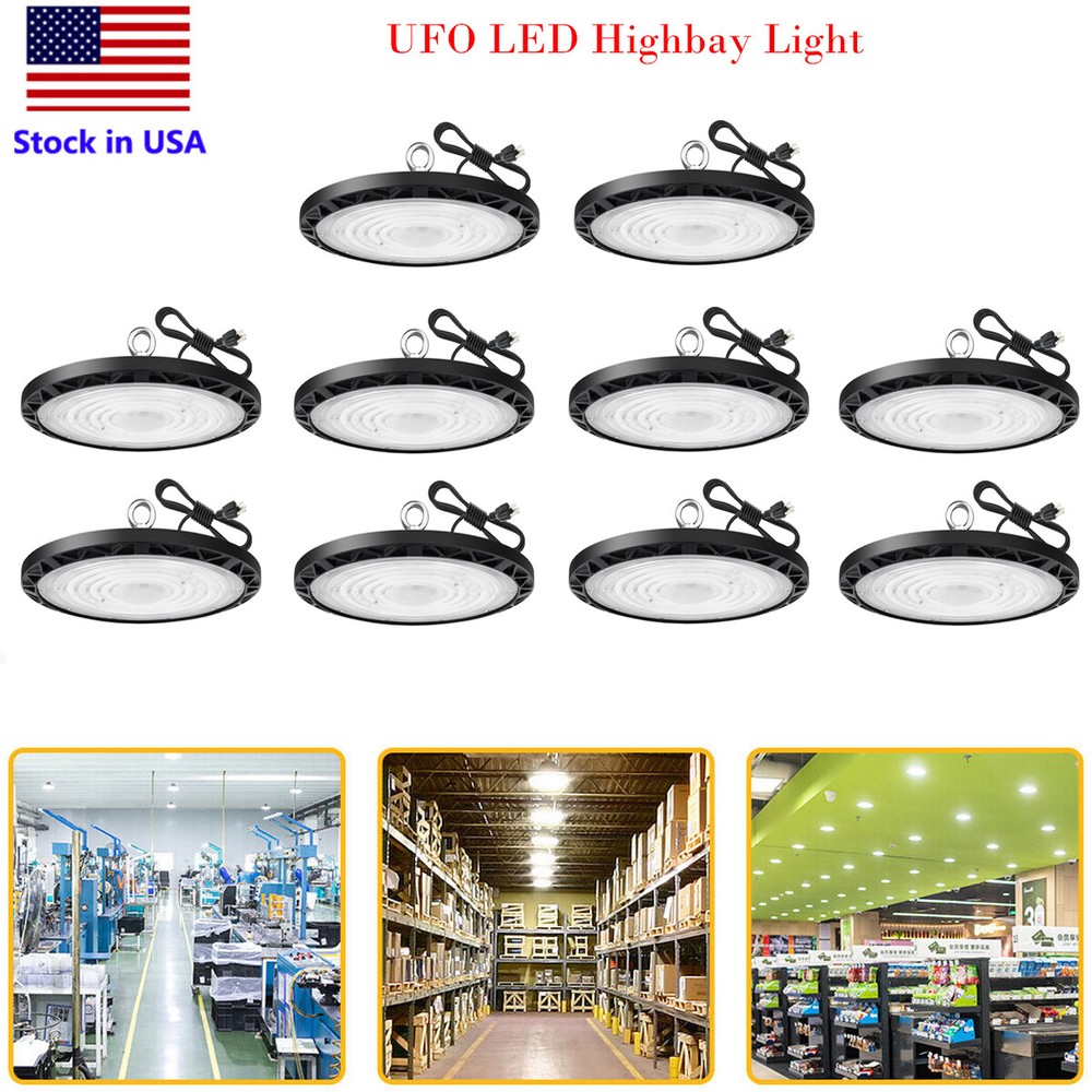 10 Pack 100W UFO LED High Bay Light Shop Industrial Commercial Factory Warehouse