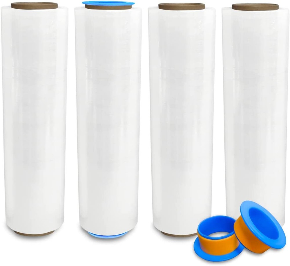 18″ x 1500′ 80 Ga 4 Rolls Pallet Wrap Non Stretch Film Hand Shrink Wrap 1500FT