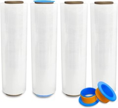 18″ x 1500′ 80 Ga 4 Rolls Pallet Wrap Non Stretch Film Hand Shrink Wrap 1500FT