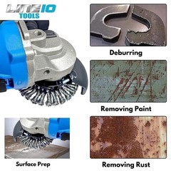 LINE10 Tools 4pk 4-Inch Knotted Circular Wire Wheel Brush for Angle Grinder,…