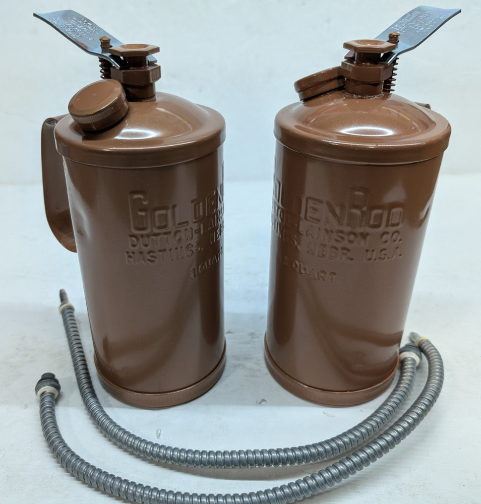 Lot of TWO Goldenrod 120-A3 Oiler Oil Can Flexible Spout 1 Quart Lever NOS