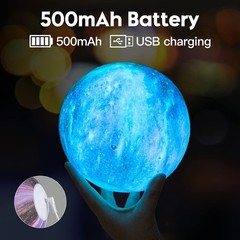 BRIGHTWORLD Moon Lamp Galaxy Lamp 5.9 inch 16 Colors LED 3D Moon Light, Remote &