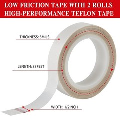 2 Rolls Low Friction Tape 1 2 Inch x 33FT Squeak Resistant Drawer Cabinet Furnit