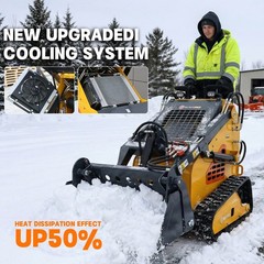 24HP Mini Skid Steer Loader Tracked 3-Pumps Engine w/ Bucket, Fork, Grapple