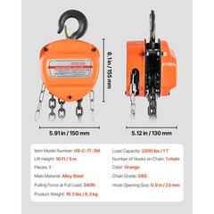 Uimoso Manual Chain Hoist 2200 lbs Capacity with 10 ft G80 Load Chain