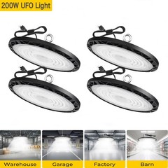4Pack 200W UFO Led High Bay Light Industrial Commercial Factory Warehouse Light